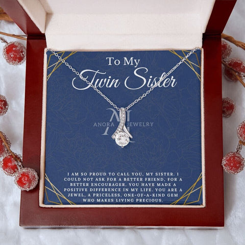 To My Twin Sister - Petite Ribbon Necklace