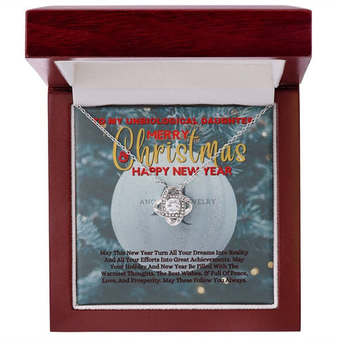 To My Unbiological Daughter - Merry Christmas - Love Knot Necklace