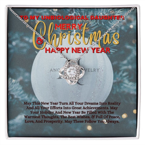 To My Unbiological Daughter - Merry Christmas - Love Knot Necklace