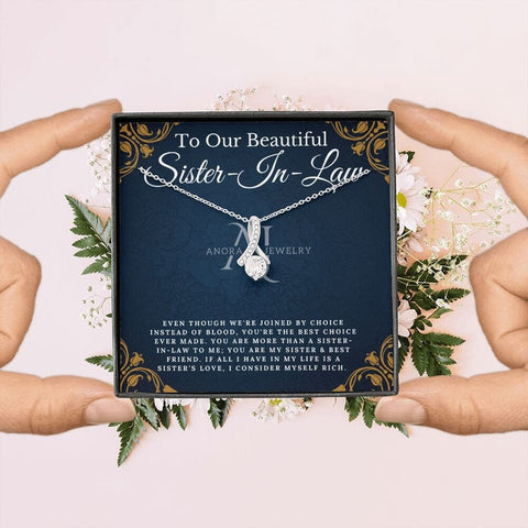 To Our Beautiful Sister-In-law - Petite Ribbon Necklace