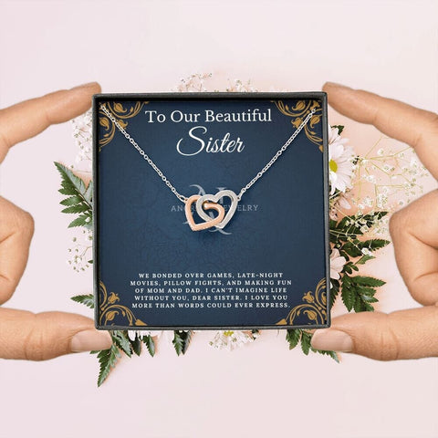 To Our Beautiful Sister - Interlocking Heart Necklace