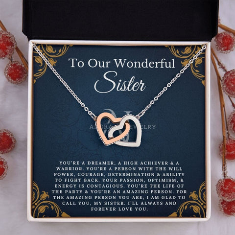 To Our Wonderful Sister - Interlocking Heart Necklace