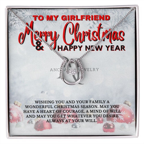 To My Girlfriend - Merry Christmas - Lucky Horseshoe Necklace