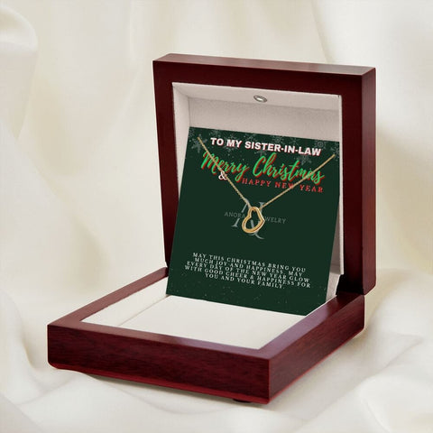 To My Sister-In-Law - Merry Christmas -  Gold Heart Pendant Necklace