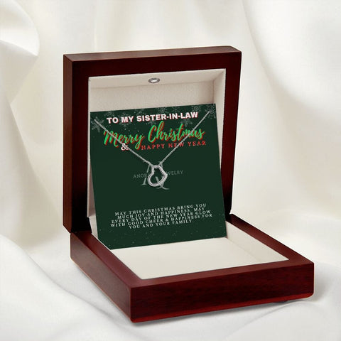 To My Sister-In-Law - Merry Christmas -  Gold Heart Pendant Necklace
