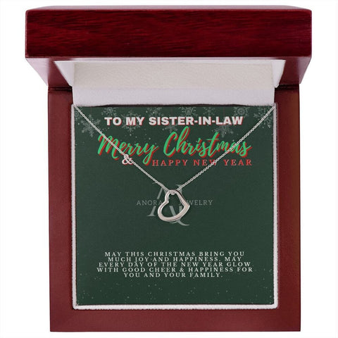 To My Sister-In-Law - Merry Christmas -  Gold Heart Pendant Necklace