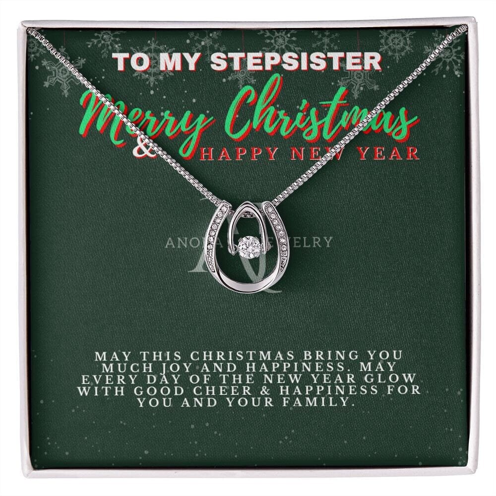 To My Stepsister - Merry Christmas - Lucky Horseshoe Necklace
