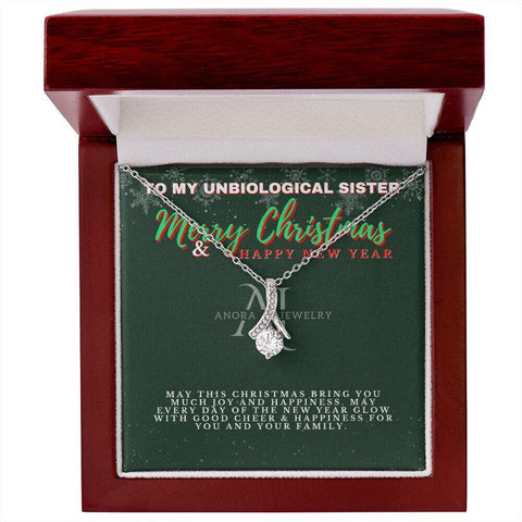 To My Unbiological Sister - Merry Christmas - Petite Ribbon Necklace