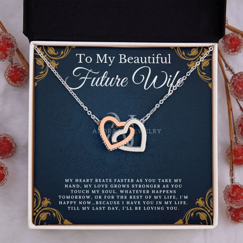 To My Beautiful Future Wife - Fiancée Necklace - Interlocking Heart Necklace