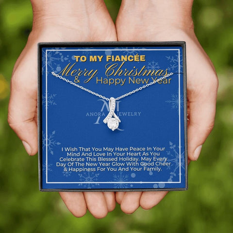 To My Fiancée - Merry Christmas - Petite Ribbon Necklace