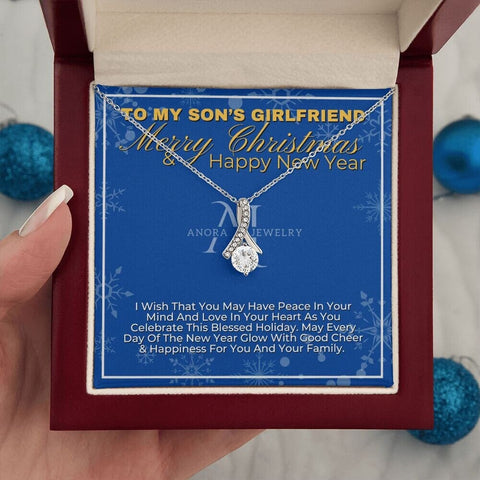 To My Son's Girlfriend - Merry Christmas - Petite Ribbon Necklace