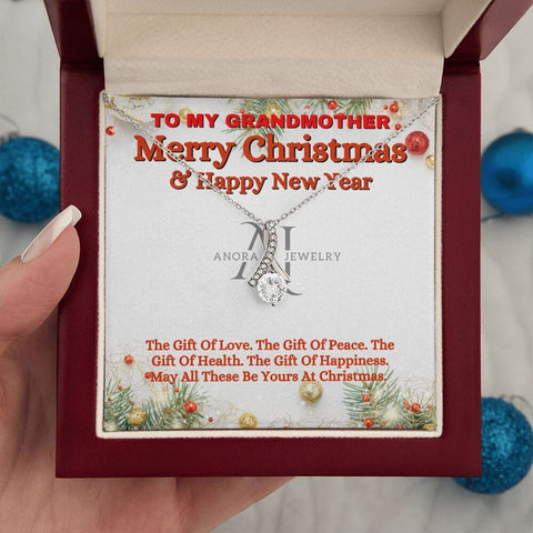 To My Grandmother - Merry Christmas - Petite Ribbon Necklace