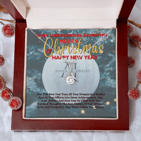To My Unbiological Daughter - Merry Christmas - Petite Ribbon Necklace