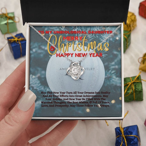 To My Unbiological Daughter - Merry Christmas - Love Knot Necklace