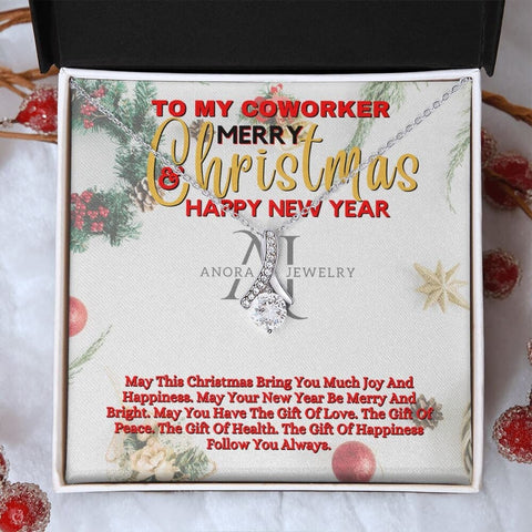 To My Coworker - Merry Christmas - Petite Ribbon Necklace