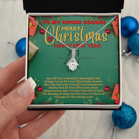 To My Cross Cousin - Merry Christmas - Petite Ribbon Necklace