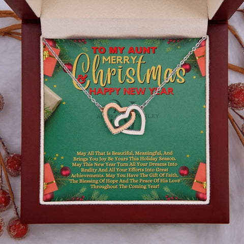 To My Aunt - Merry Christmas - Interlocking Heart Necklace