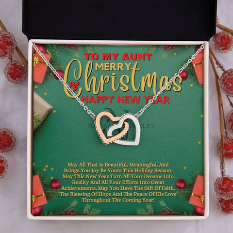 To My Aunt - Merry Christmas - Interlocking Heart Necklace
