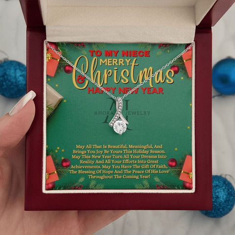 To My Niece - Merry Christmas - Petite Ribbon Necklace