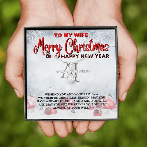 To My Wife - Merry Christmas - Petite Ribbon Necklace