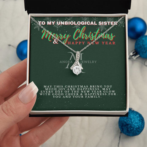 To My Unbiological Sister - Merry Christmas - Petite Ribbon Necklace