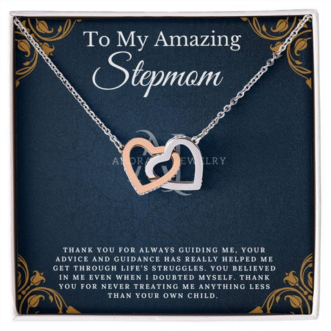 To My Amazing Stepmom - Interlocking Heart Necklace