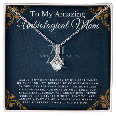 To My Amazing Unbiological Mom - Petite Ribbon Necklace