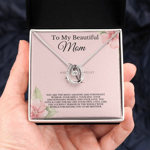 To My Beautiful Mom - Lucky Horseshoe Necklace