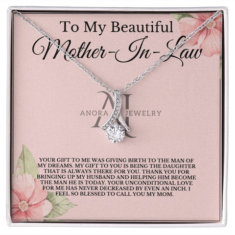 To My Beautiful Mother-In-Law - Petite Ribbon Necklace