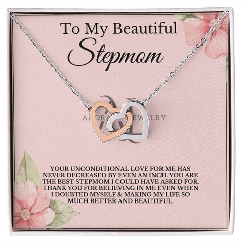 To My Beautiful Stepmom - Interlocking Heart Necklace