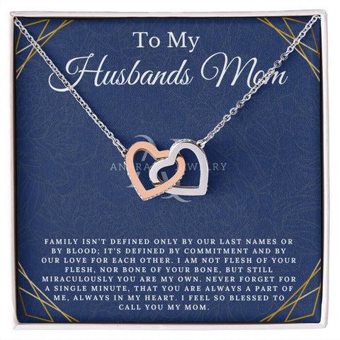 To My Husbands Mom - Mother-In-Law Gift - Interlocking Heart Necklace