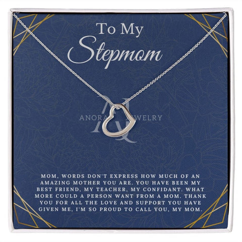 To My Stepmom - Gold Heart Pendant Necklace