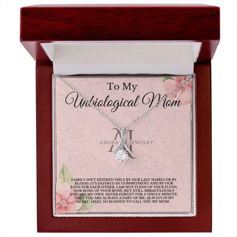 To My Unbiological Mom - Petite Ribbon Necklace