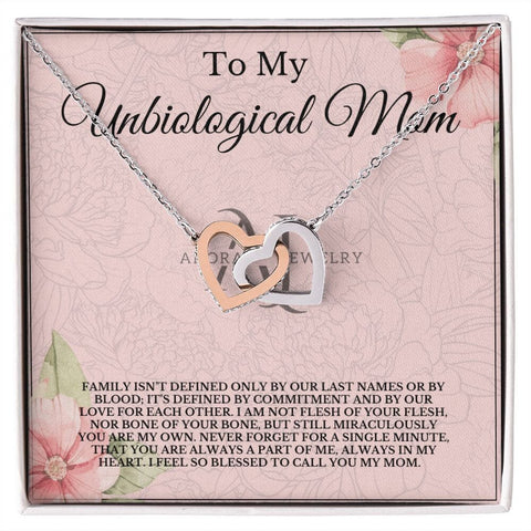 To My Unbiological Mom - Interlocking Heart Necklace