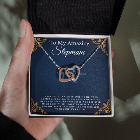 To My Amazing Stepmom - Interlocking Hearts Necklace