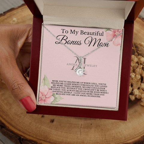 To My Beautiful Bonus Mom - Petite Ribbon Necklace