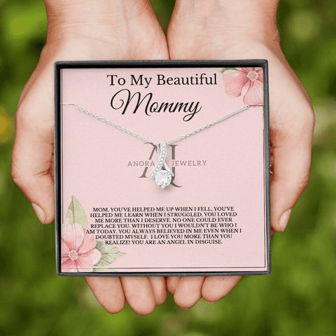 To My Beautiful Mommy - Petite Ribbon Necklace