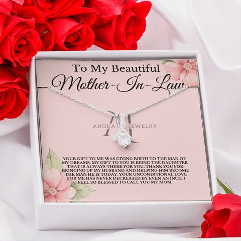 To My Beautiful Mother-In-Law - Petite Ribbon Necklace