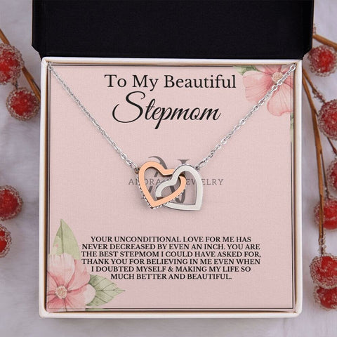 To My Beautiful Stepmom - Interlocking Heart Necklace