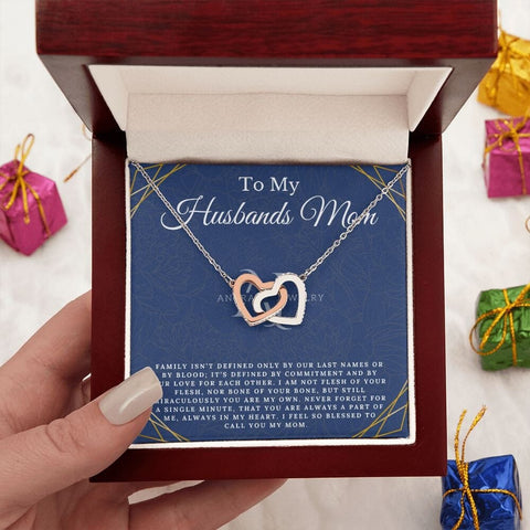 To My Husbands Mom - Mother-In-Law Gift - Interlocking Heart Necklace