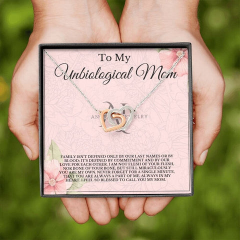 To My Unbiological Mom - Interlocking Heart Necklace
