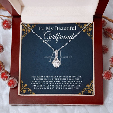 To My Beautiful Girlfriend - Petite Ribbon Necklace