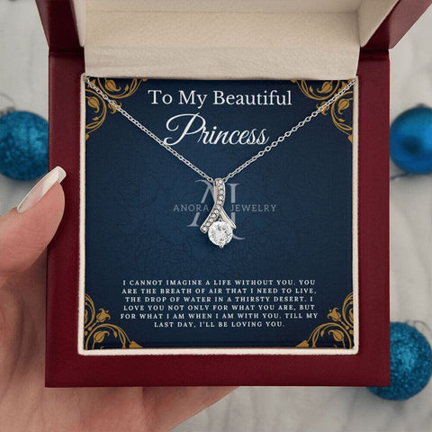 To My Beautiful Princess - Petite Ribbon Necklace