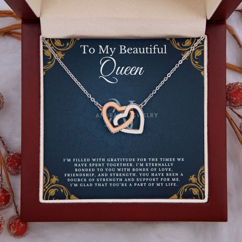 To My Beautiful Queen - Interlocking Heart Necklace