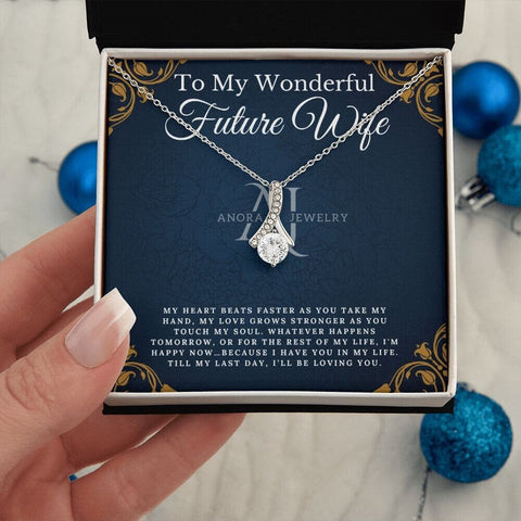 To My Wonderful Future Wife - Petite Ribbon Necklace