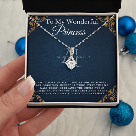 To My Wonderful Princess - Petite Ribbon Necklace