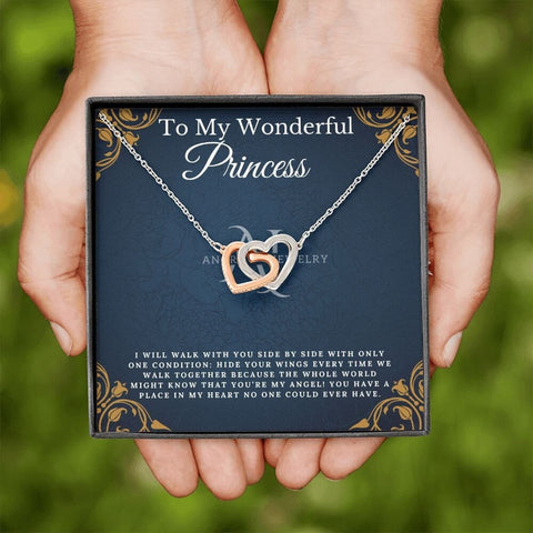 To My Wonderful Princess - Interlocking Heart Pendant Necklace