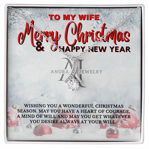 To My Wife - Merry Christmas - Petite Ribbon Necklace
