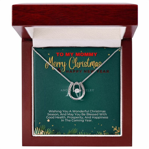 To My Mommy - Merry Christmas - Lucky Horseshoe Necklace