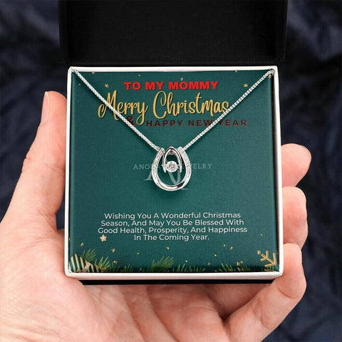 To My Mommy - Merry Christmas - Lucky Horseshoe Necklace